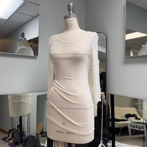 White Sheer Mesh Long Sleeve Top